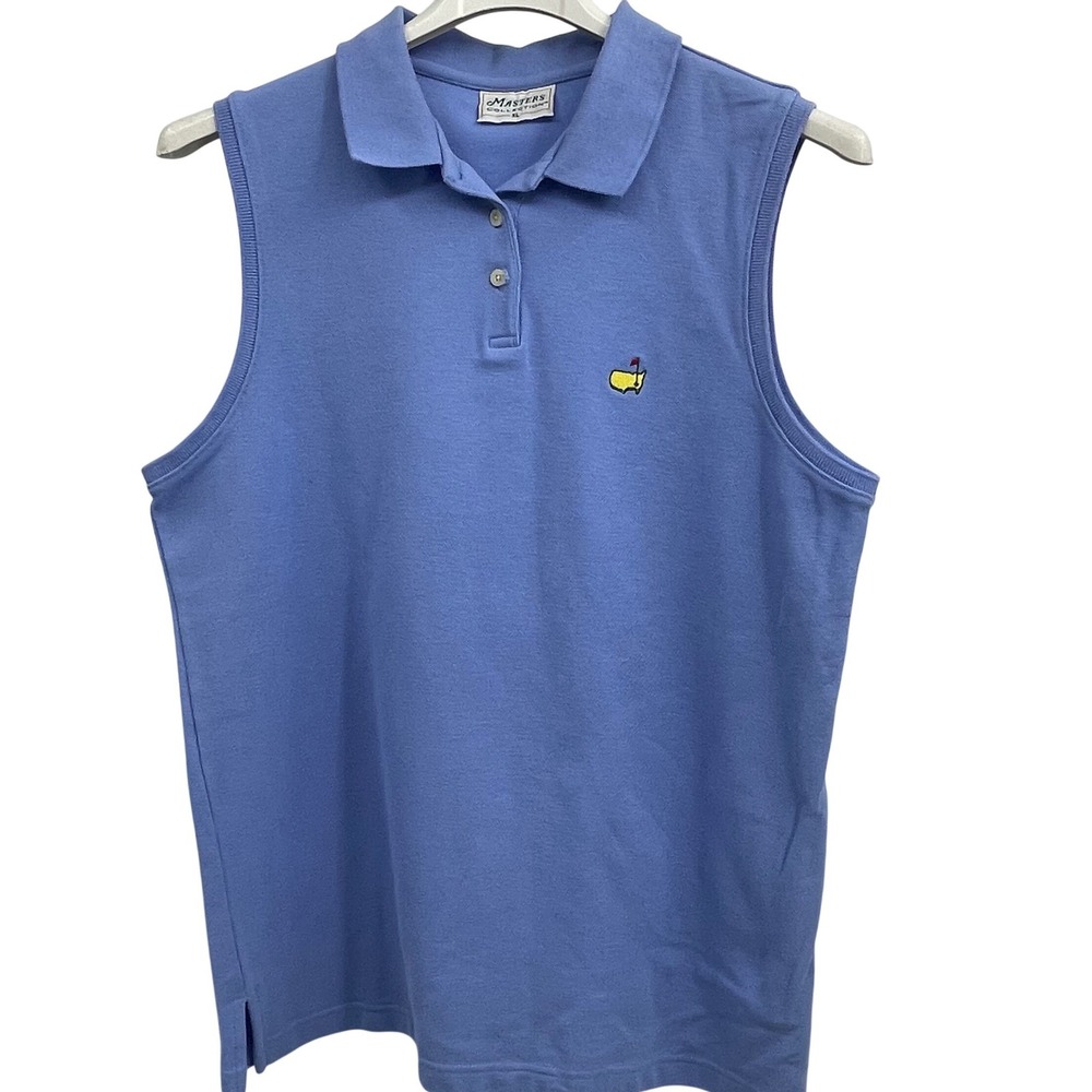 Masters Collection Womens XL Sleeveless Polo Shirt Blue Cotton Golf Pique Top
